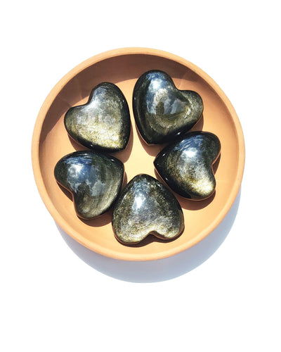 Gold Sheen Obsidian Hearts - Florida Sol Crystal Co